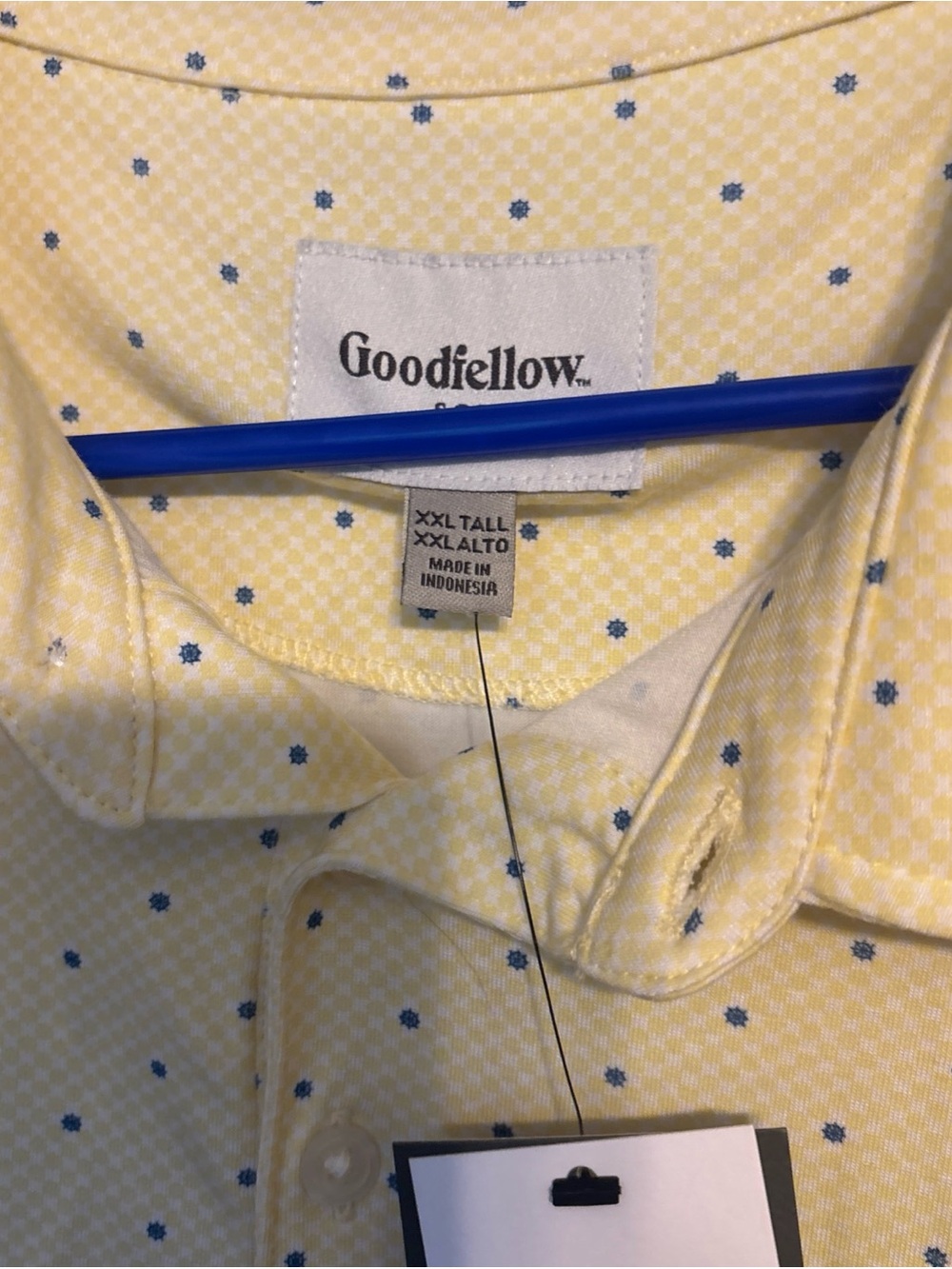 Goodfellow & Co Men’s Yellow Button-Down Shirt with Blue Micro Dots